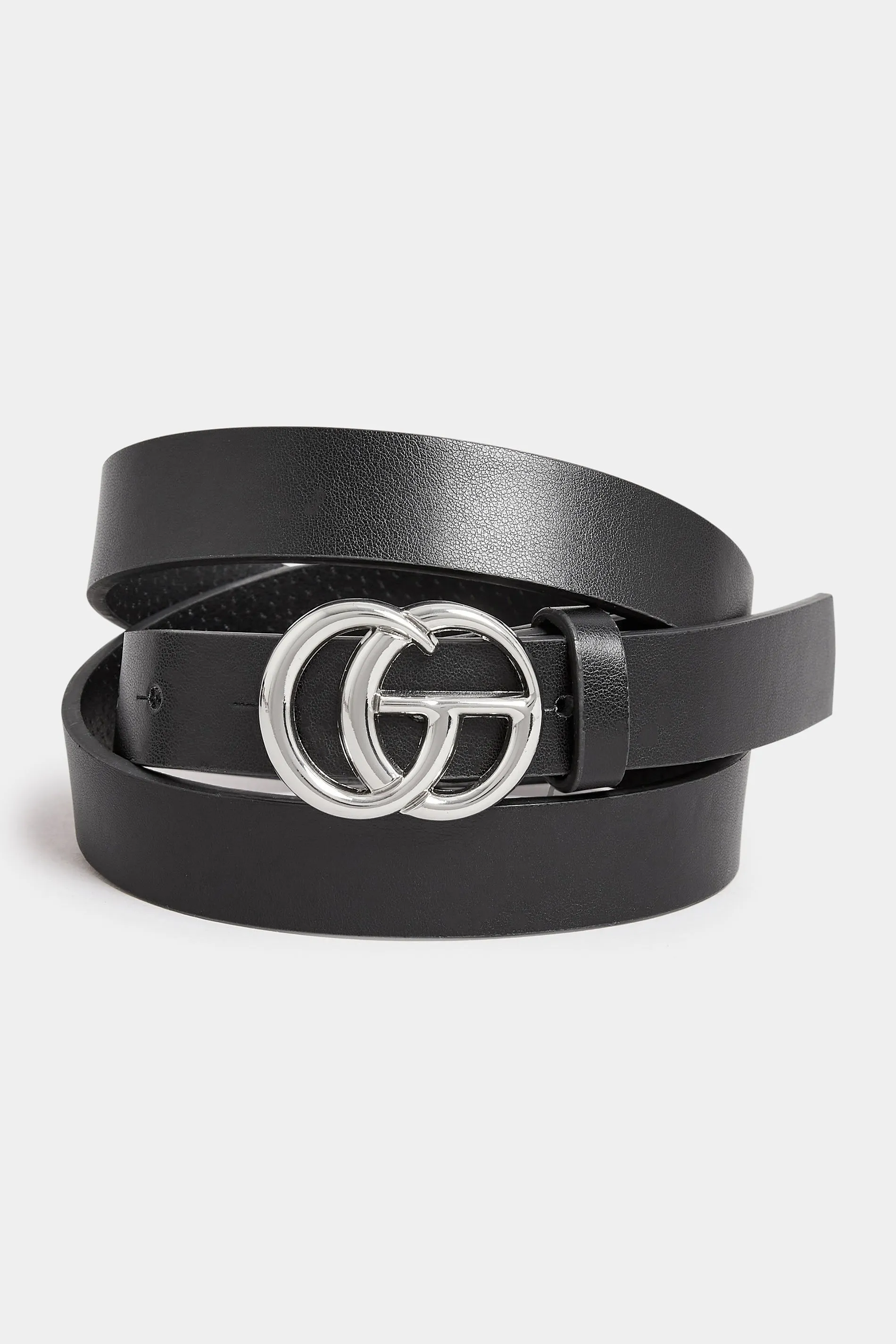 2 PACK Black & Croc Print Initial Logo Belts