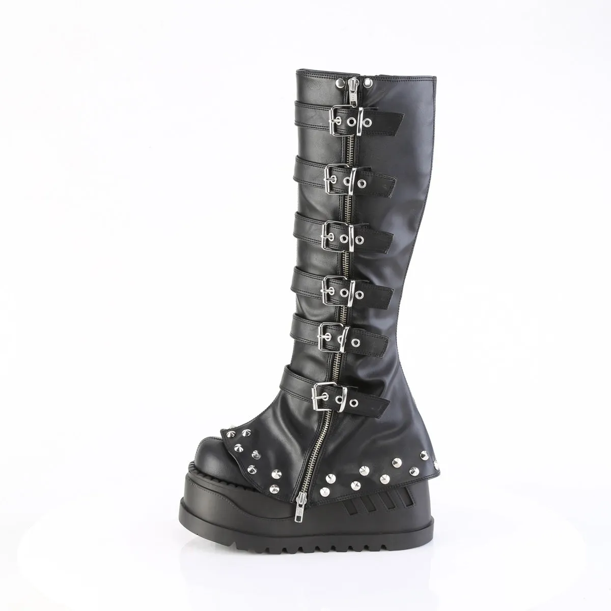 4 Inch Wedge Platform STOMP-223 Black Vegan Leather