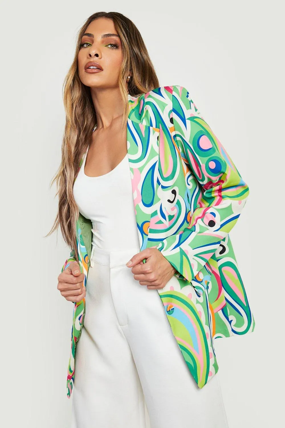 Abstract Print Tailored Blazer