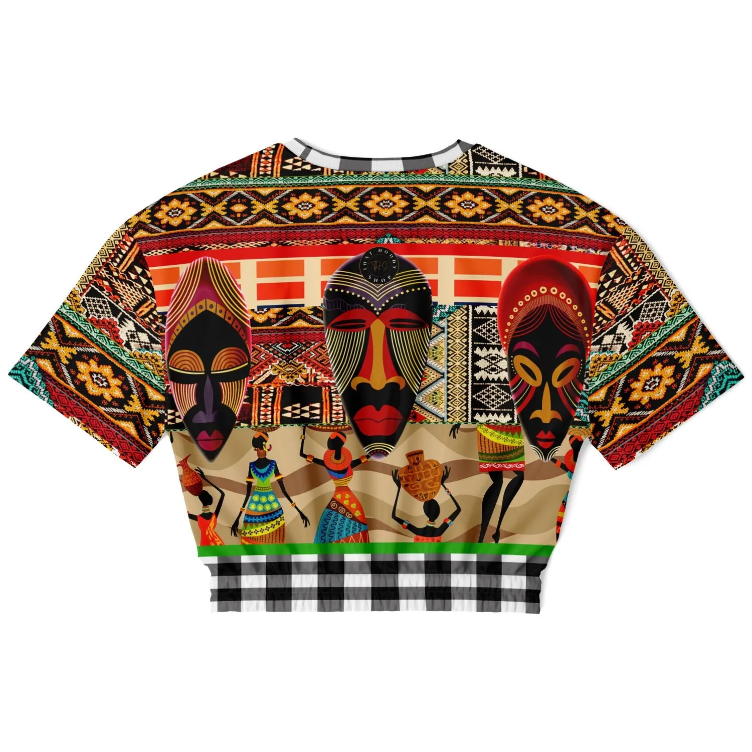 Africa Bombastic Short Sleeve Cropped Eco-Poly Sweater