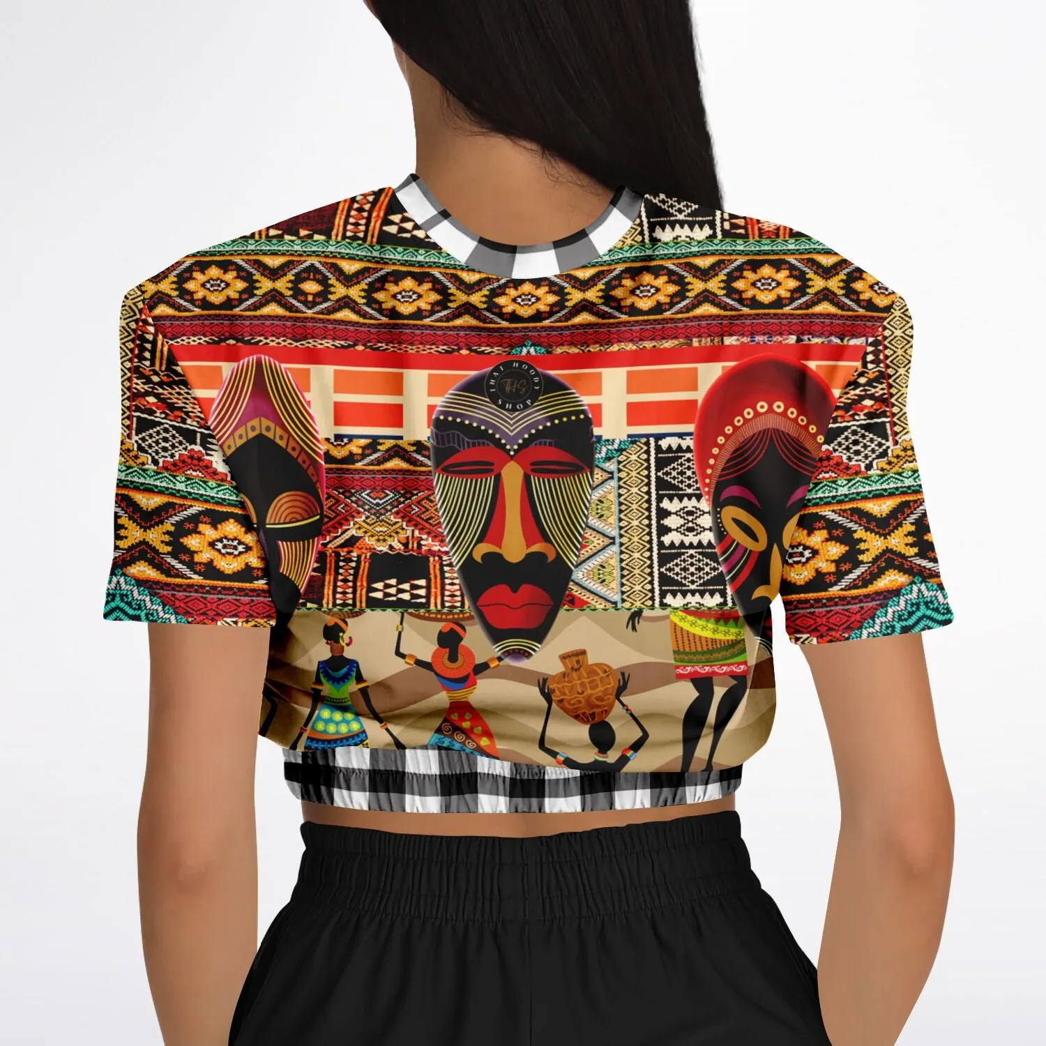 Africa Bombastic Short Sleeve Cropped Eco-Poly Sweater