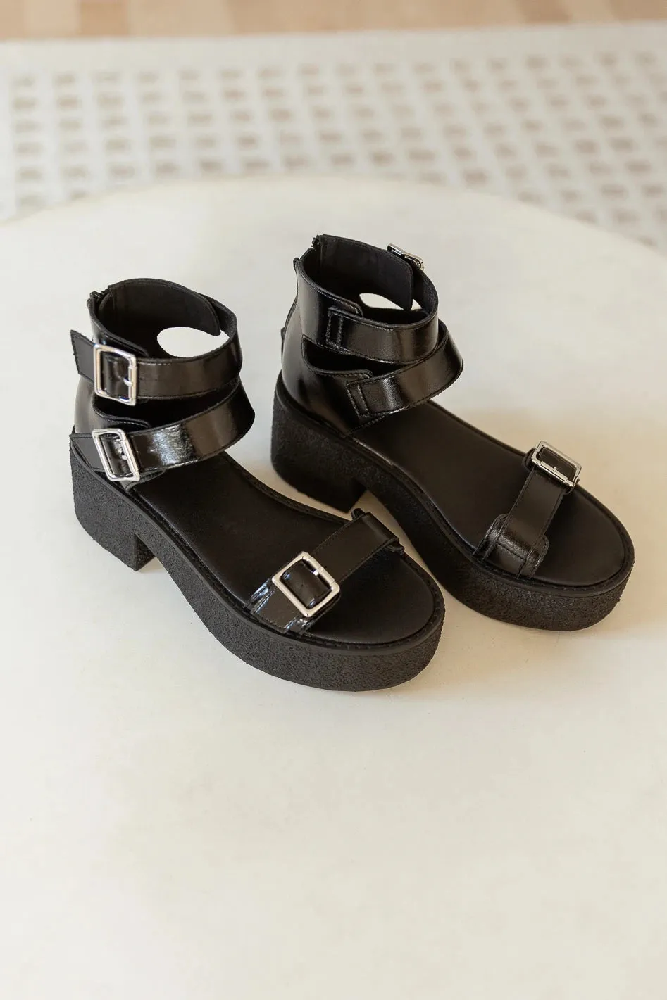 Alexia Platform Sandals in Black - FINAL SALE