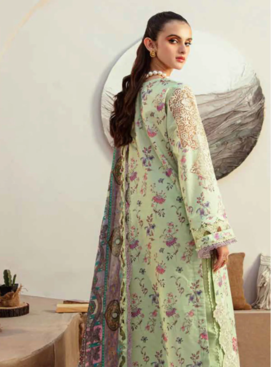 Alif Affordable By AJR Couture Embroidered Lawn 3 Piece Unstitched Suit AJR24AA AFL-08 MINT Magic