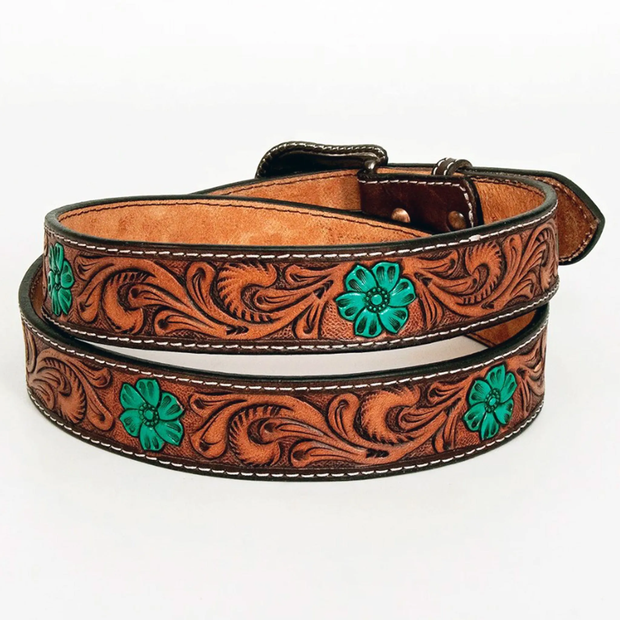 American Darling Women's Flower/Leaf Tooled Belt