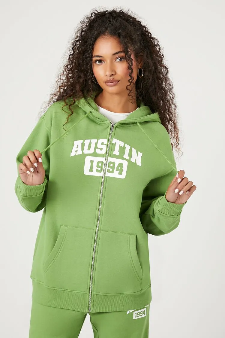 Austin Graphic Fleece Zip-Up Hoodie