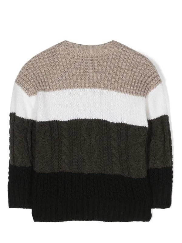 BABY BOYS KNIT COLORBLOCK SWEATER W/ LOGO - Beige