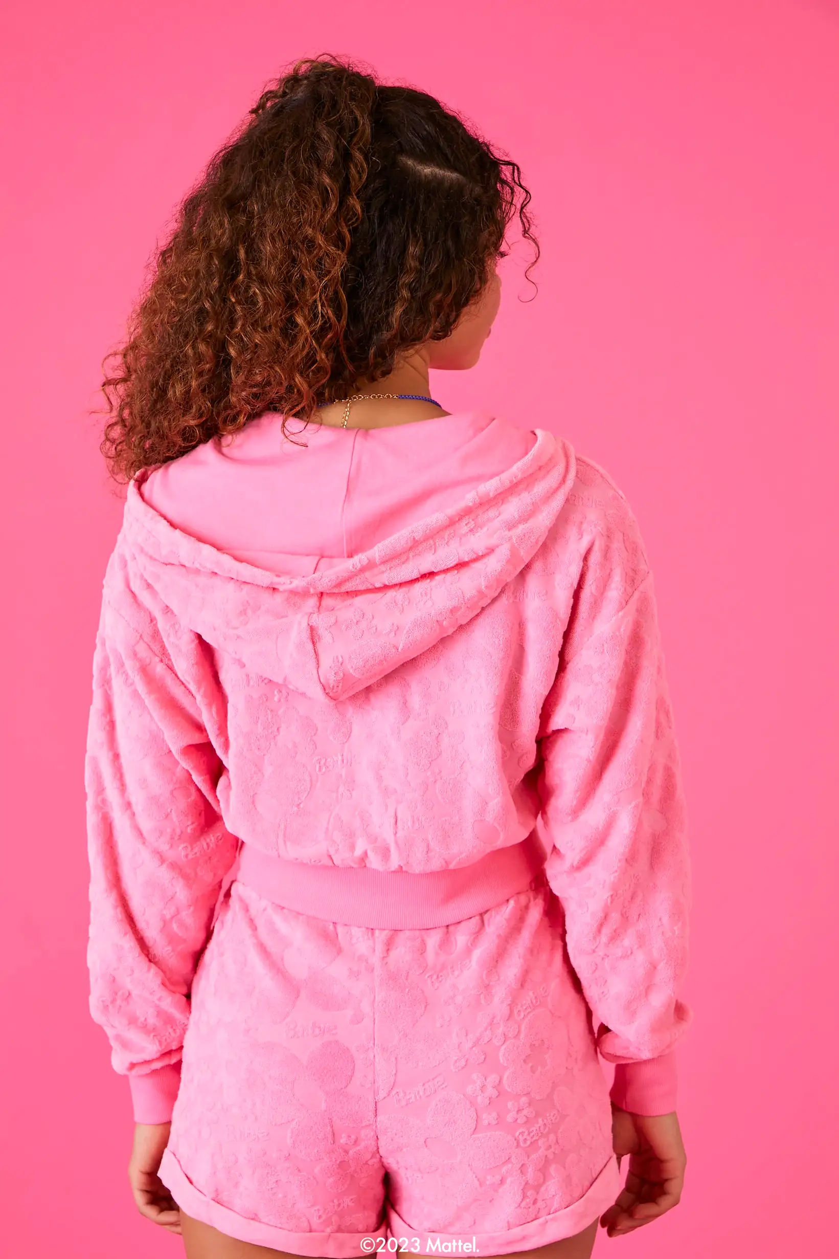 Barbie Cropped Zip-Up Hoodie