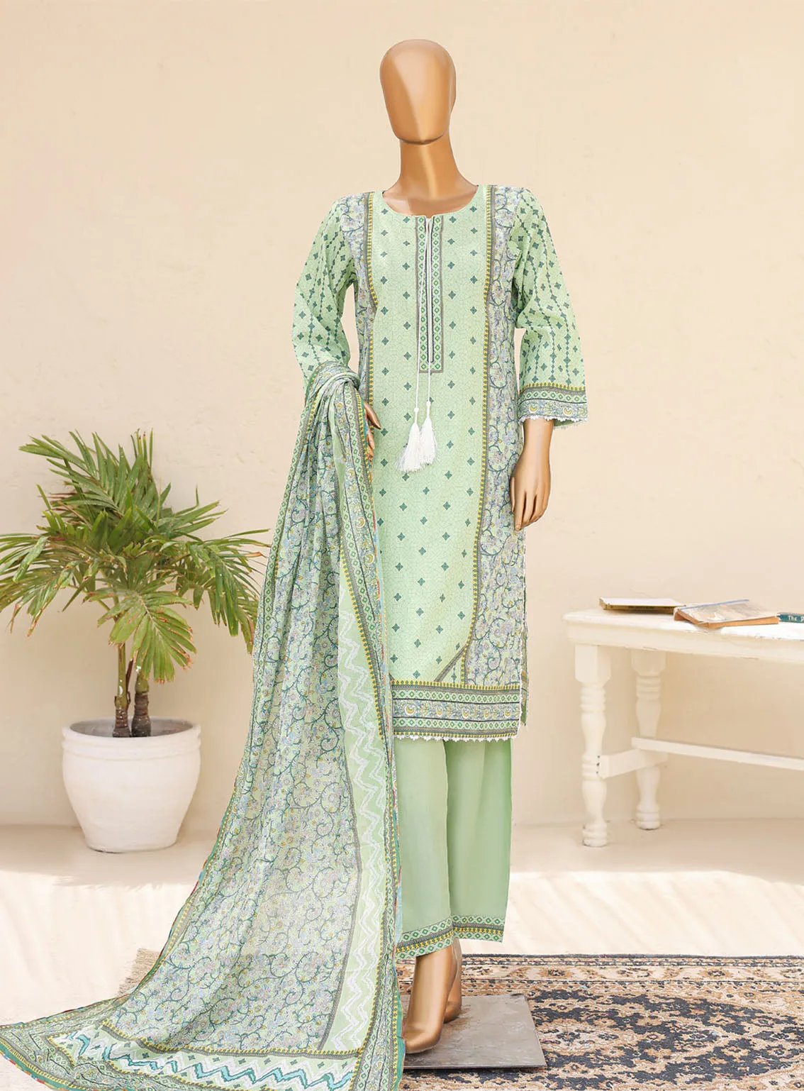 Bareera By MTF Digital Printed Mid Summer Lawn 3 Piece Unstitched Suit MTF24BV3 D-01