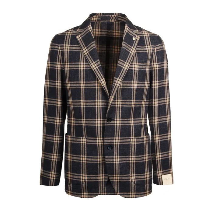 BLAZER CHECK Man Blue Scottish Beige