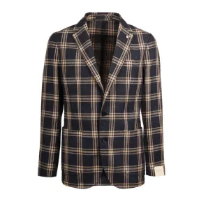 BLAZER CHECK Man Blue Scottish Beige