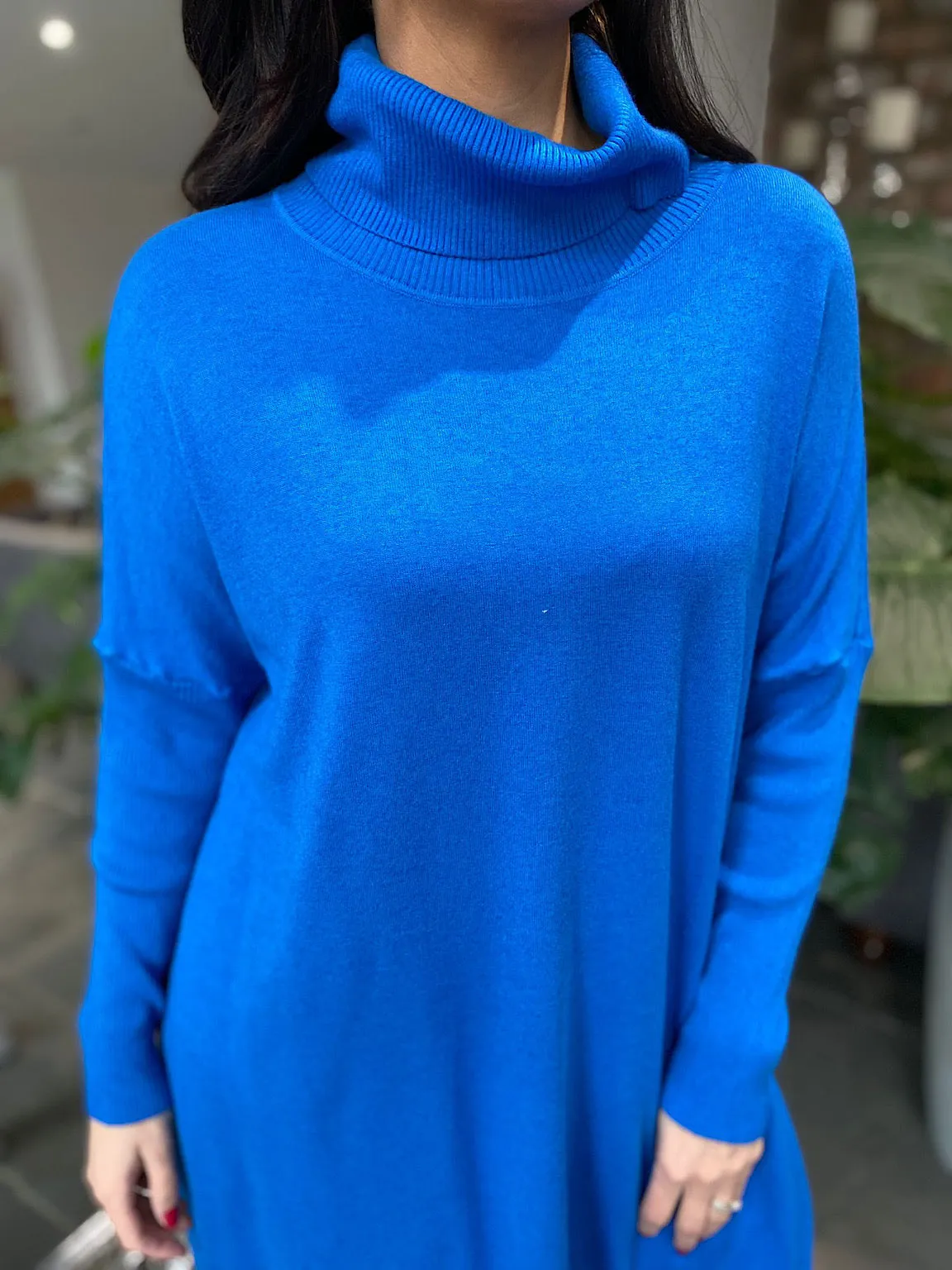 Blue Cowl Neck Knit Charlie