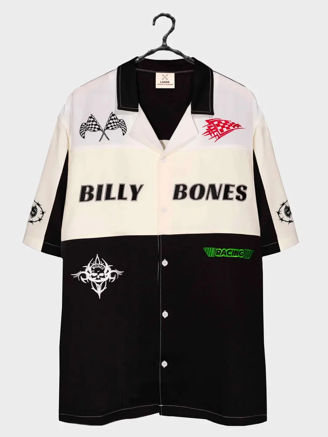 BONES RACING BOWLO SHIRT - WHITE