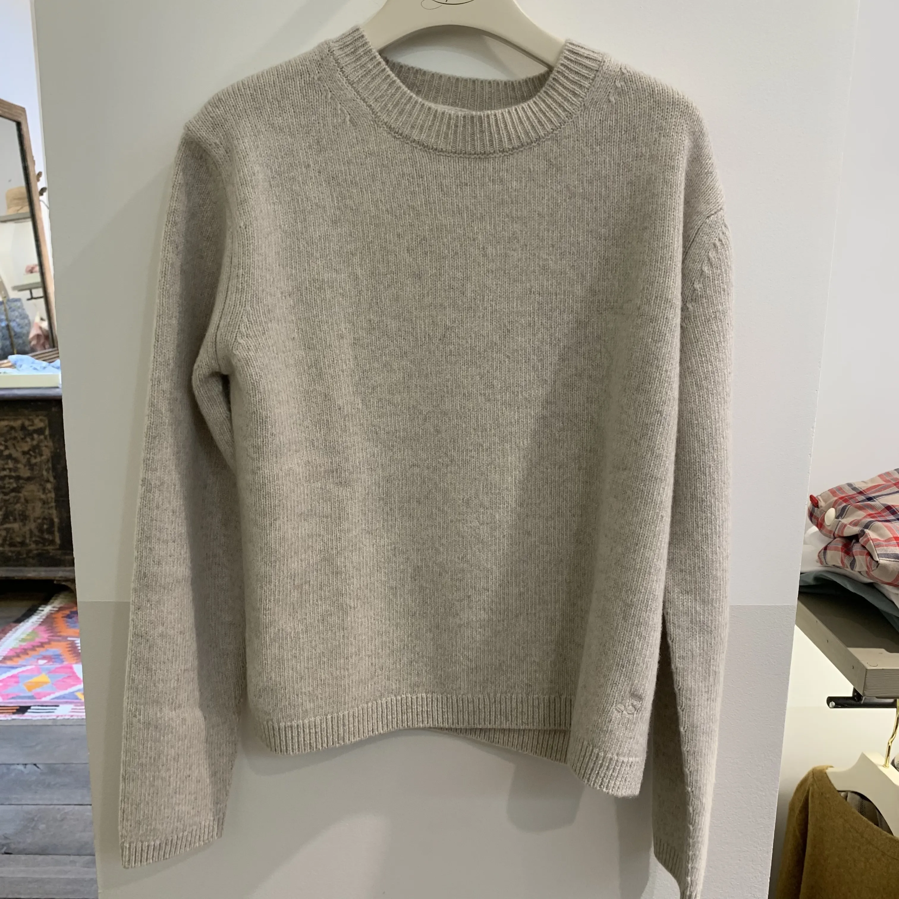 Bonpoint  |Round-neck heather gray sweater in wool