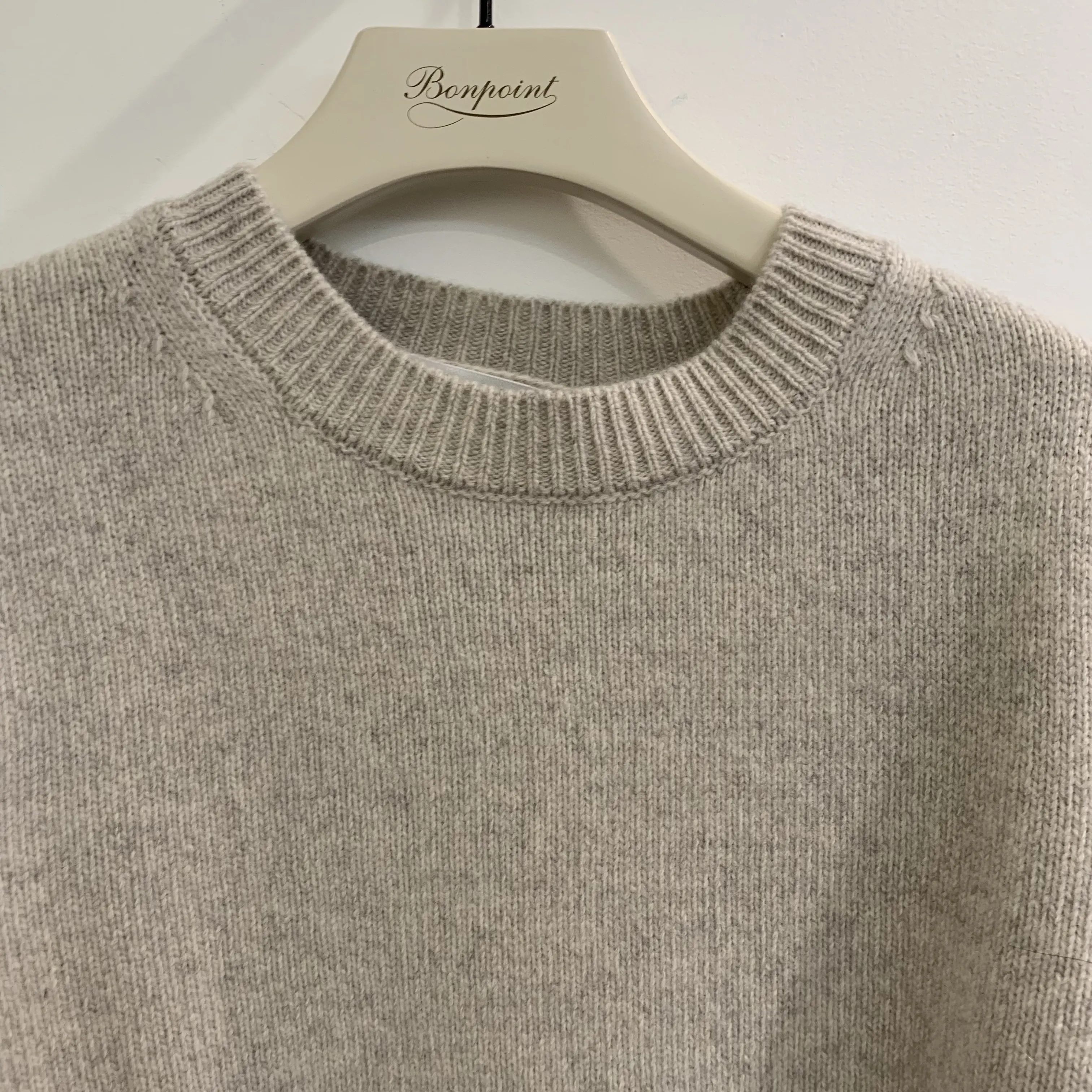 Bonpoint  |Round-neck heather gray sweater in wool