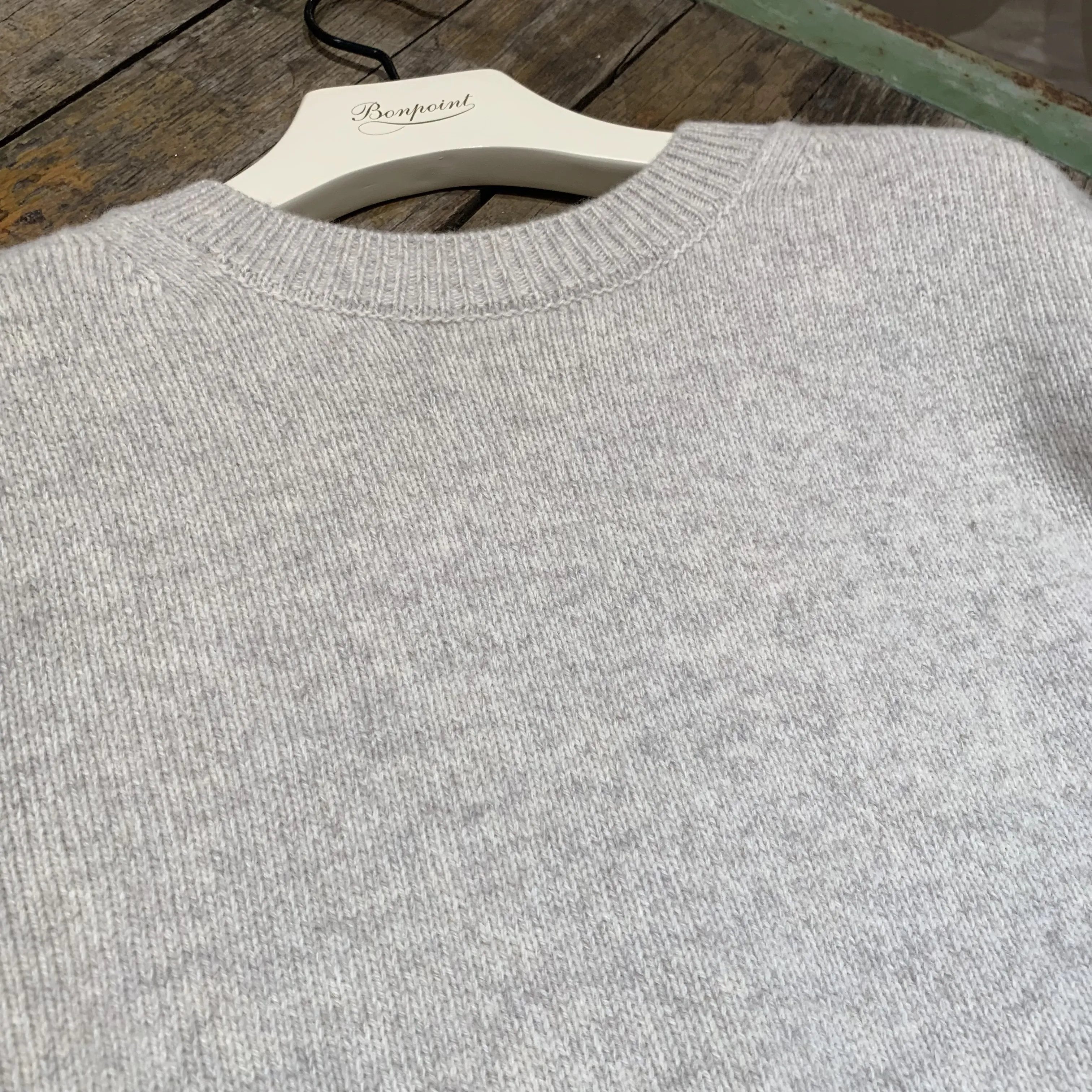 Bonpoint  |Round-neck heather gray sweater in wool