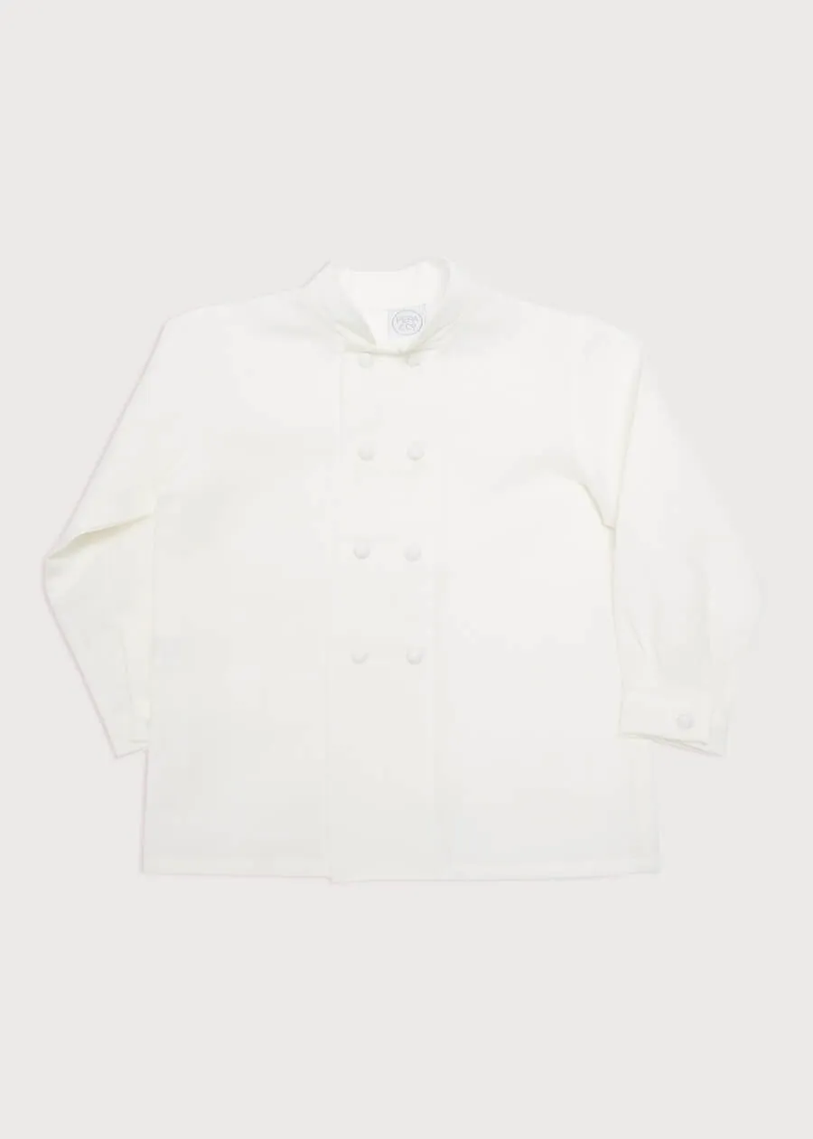 Boy's white double-breasted Mandarin collar shirt (12mths-10yrs)