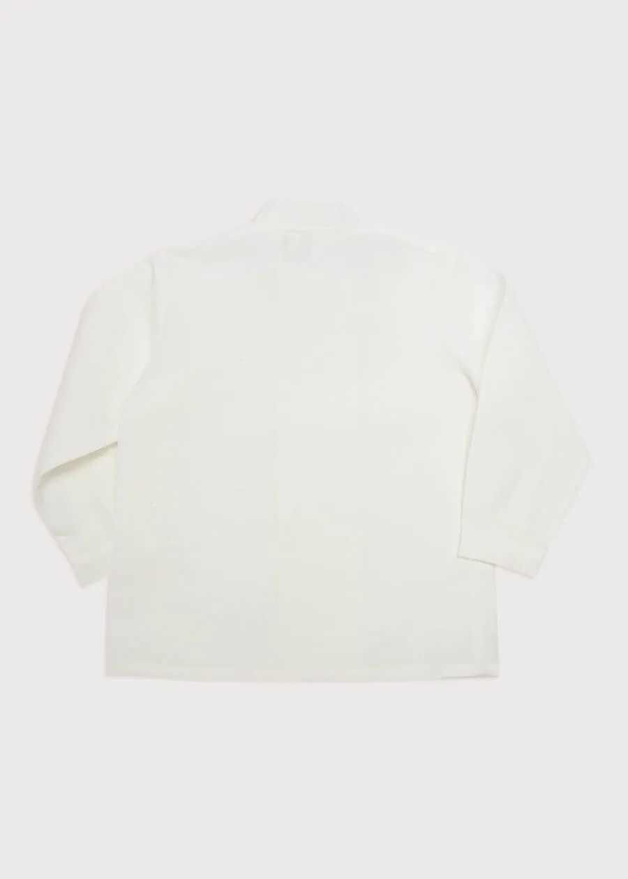 Boy's white double-breasted Mandarin collar shirt (12mths-10yrs)