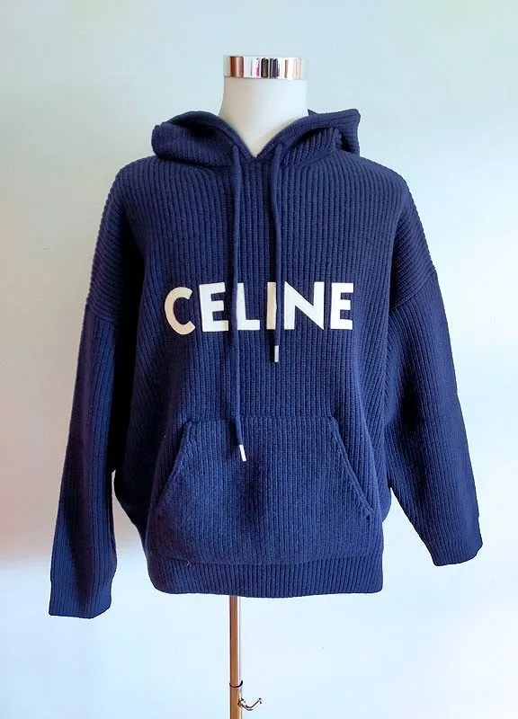 CELINE  |Celine sweater with hood in ribbed wool