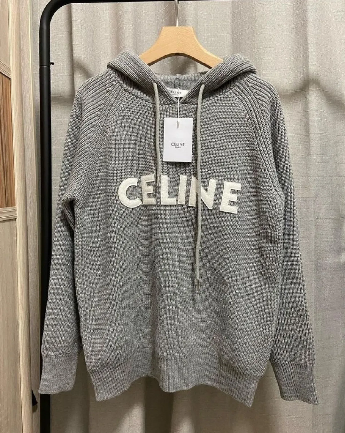 CELINE  |Celine sweater with hood in ribbed wool