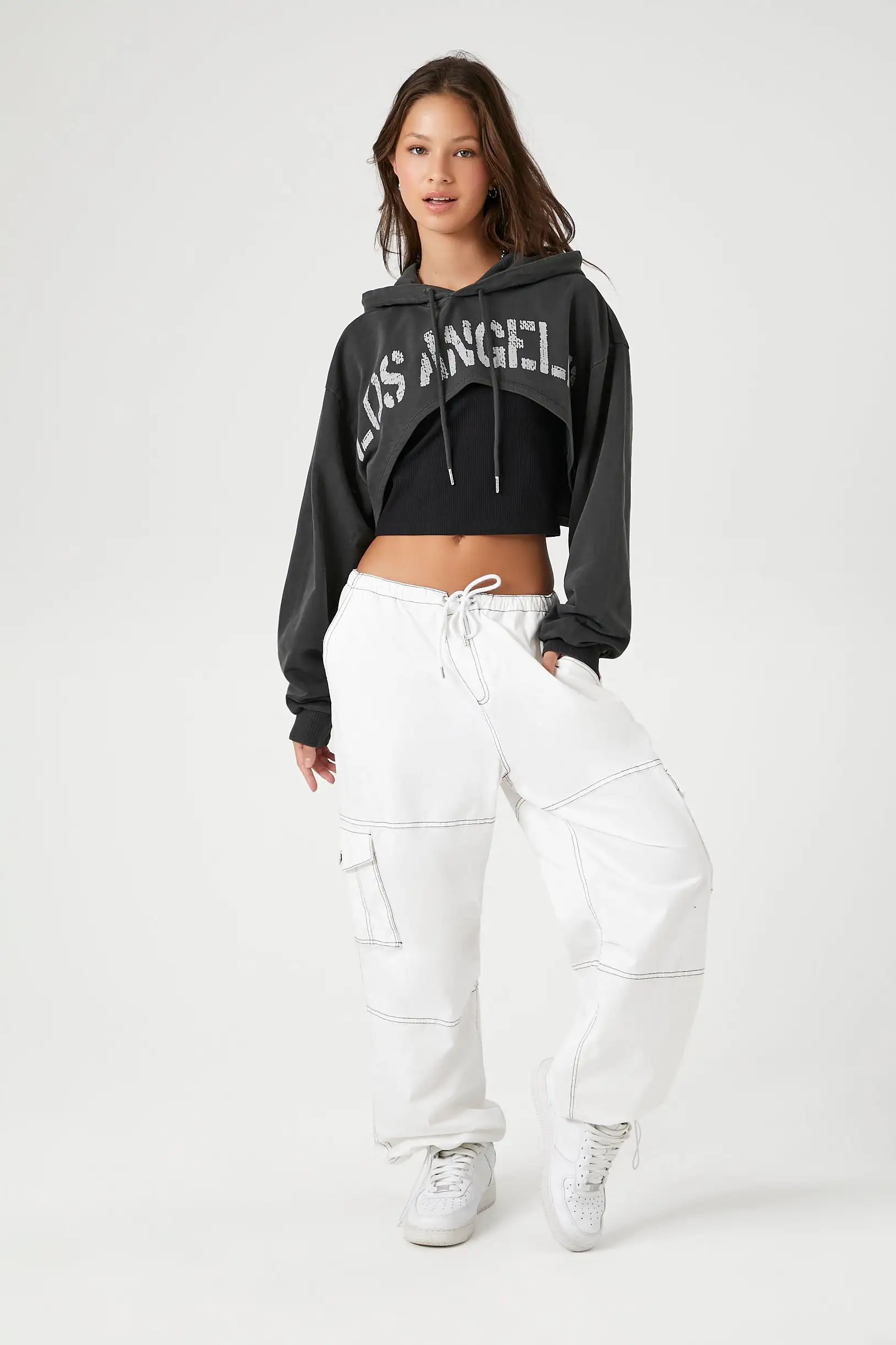 Cropped Los Angeles Graphic Hoodie