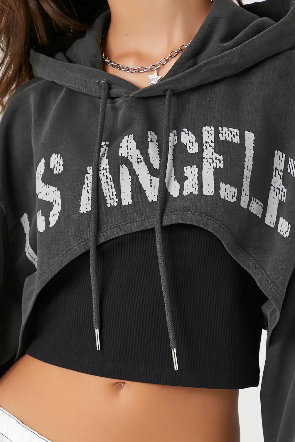 Cropped Los Angeles Graphic Hoodie