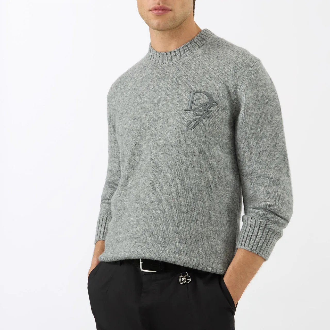 DOLCE & GABBANA DG-Embroidered Sweater - Grey