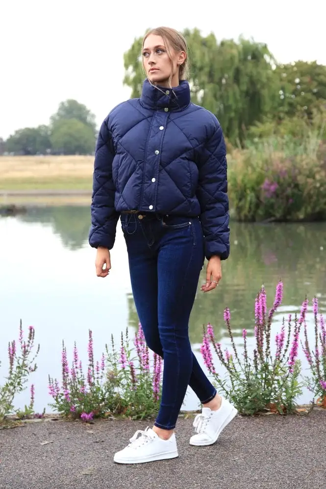 Double Second Navy Quilted Cropped Jacket