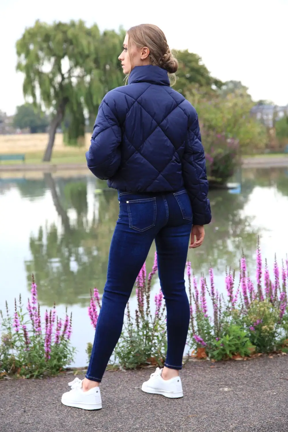 Double Second Navy Quilted Cropped Jacket