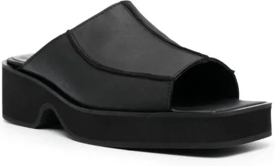 Eckhaus Latta Frame 55mm slip-on leather sandals Black