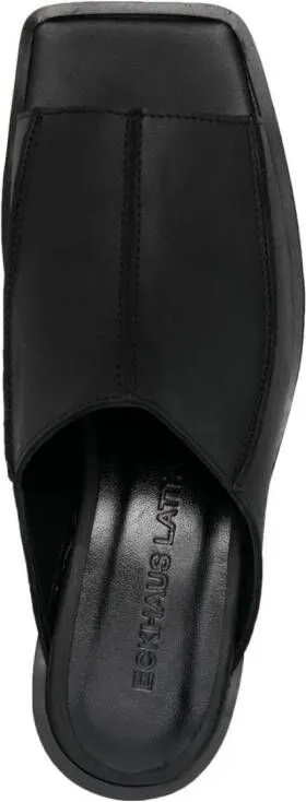 Eckhaus Latta Frame 55mm slip-on leather sandals Black