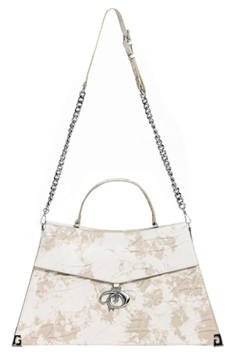 Embossed Metal Buckle Vintage Tote Bag