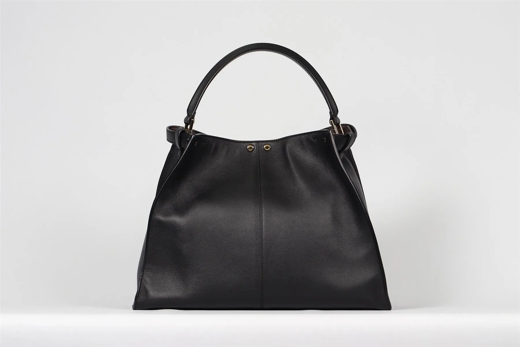 FENDI BLACK PEEKABOO X-LITE LEATHER TOTE BAG