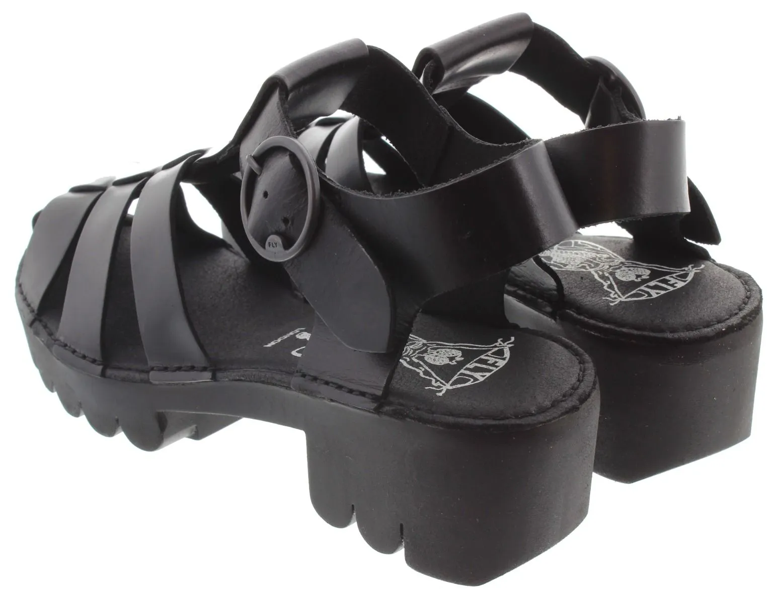 FLY Ladies Emme Buckle Sandals In Black