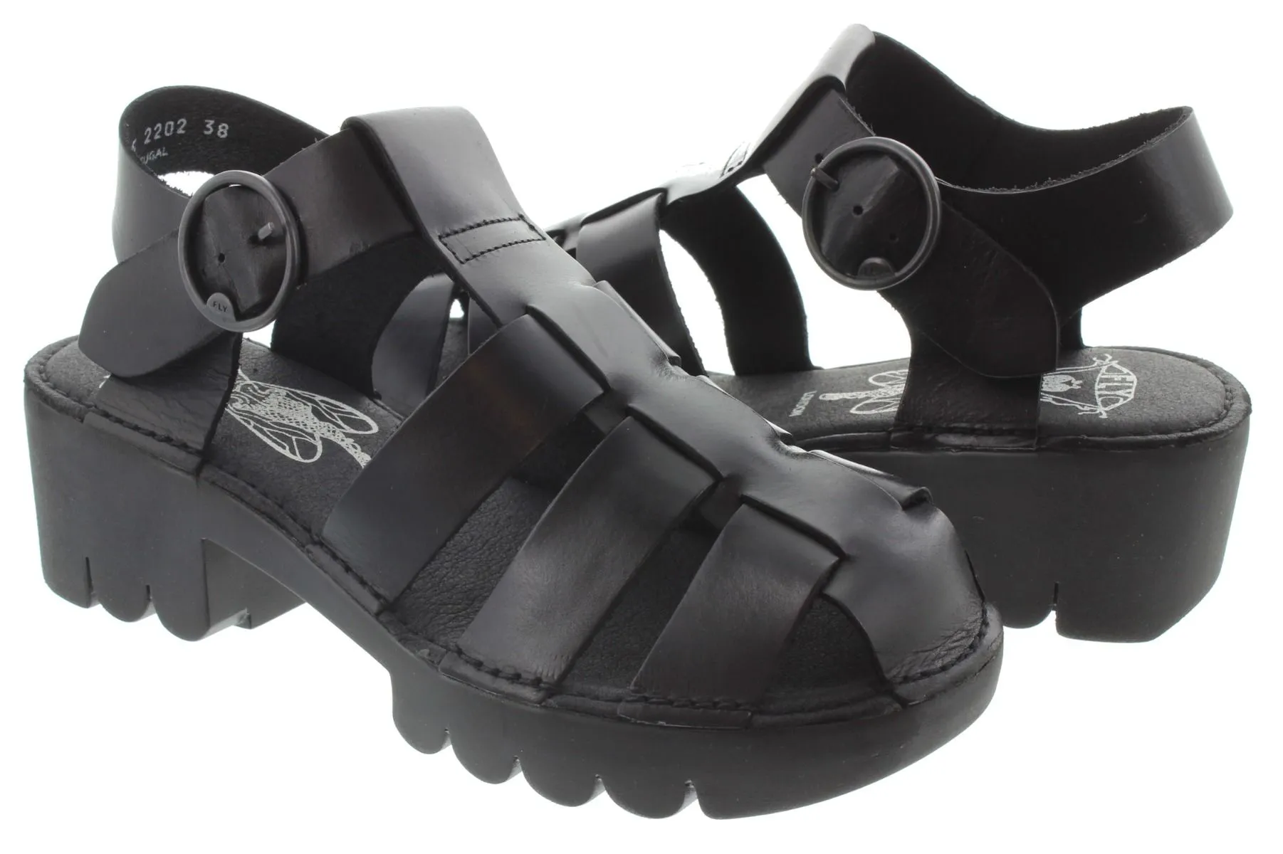 FLY Ladies Emme Buckle Sandals In Black