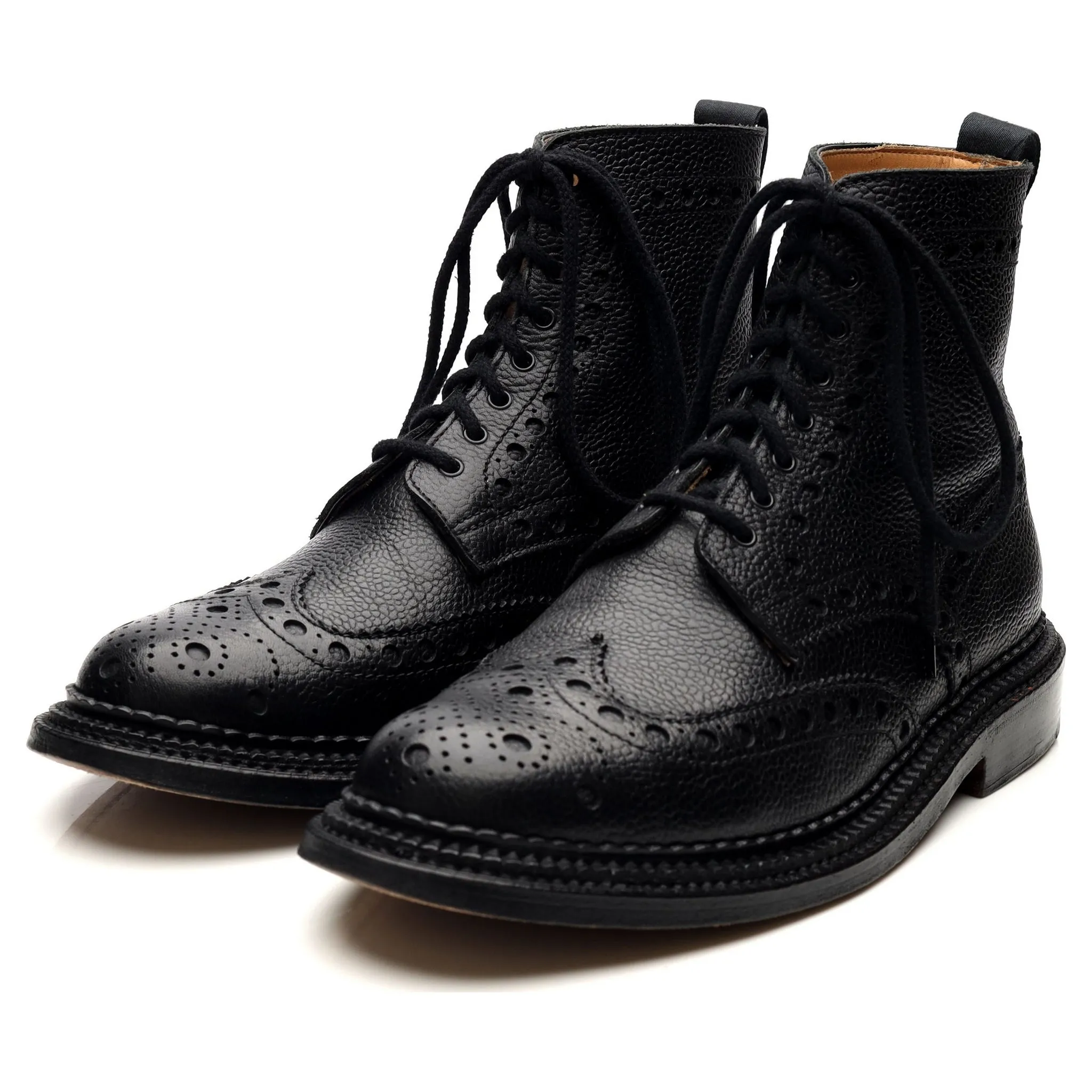 'Fred' Triple Welt Black Leather Brogue Boots UK 7 G