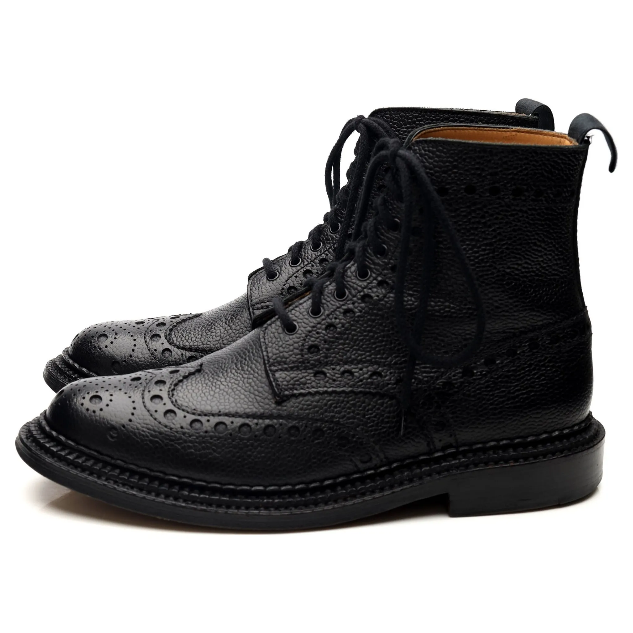 'Fred' Triple Welt Black Leather Brogue Boots UK 7 G