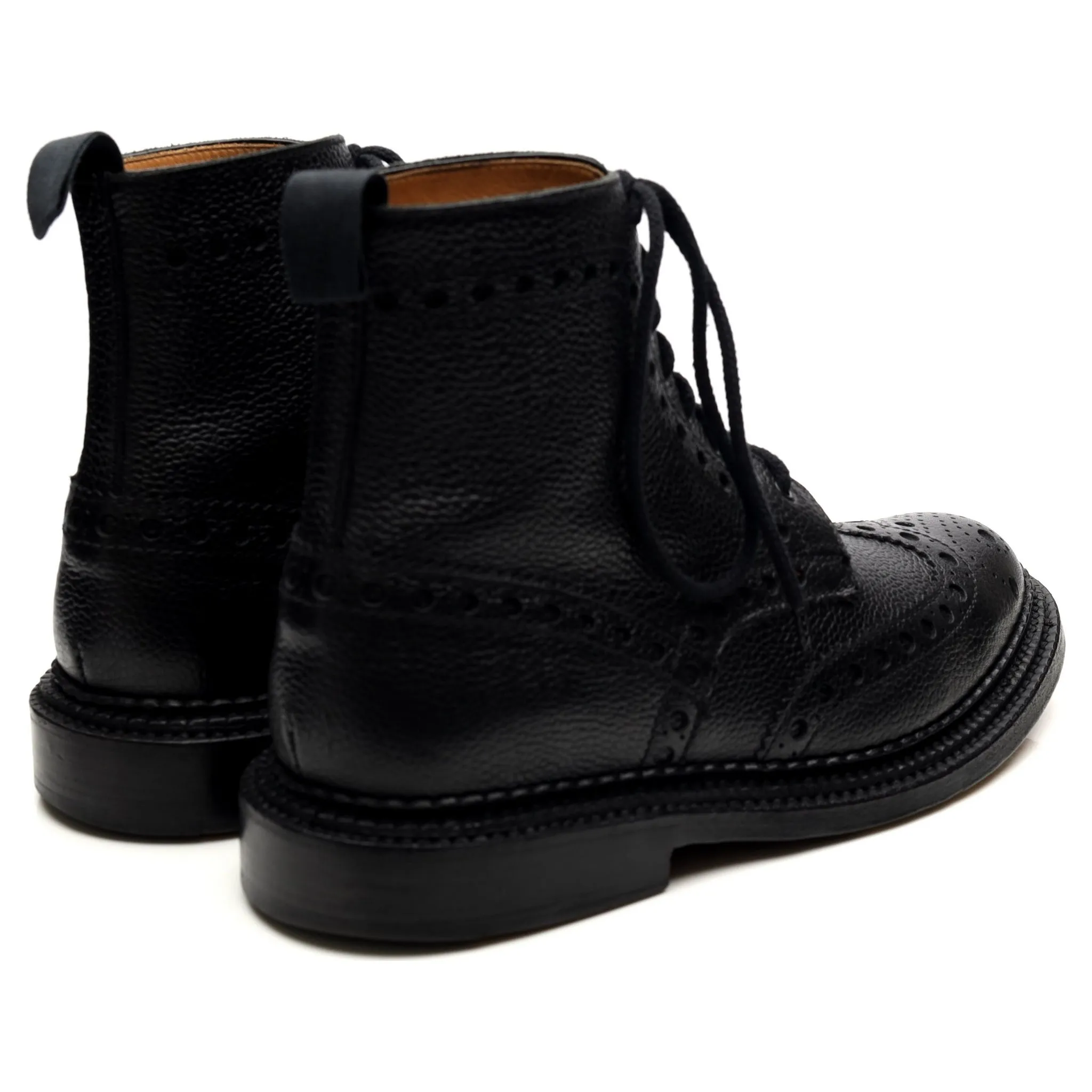 'Fred' Triple Welt Black Leather Brogue Boots UK 7 G