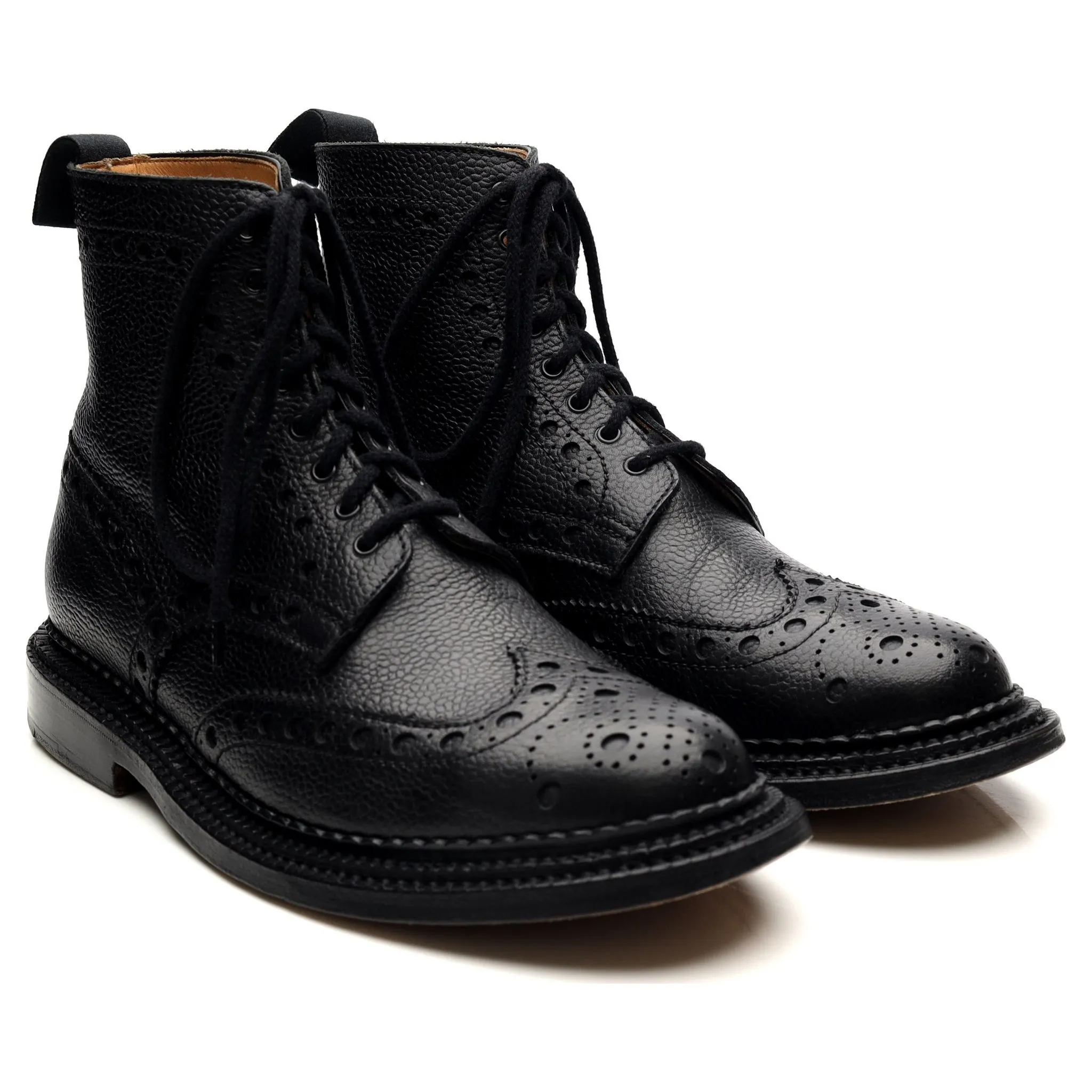 'Fred' Triple Welt Black Leather Brogue Boots UK 7 G