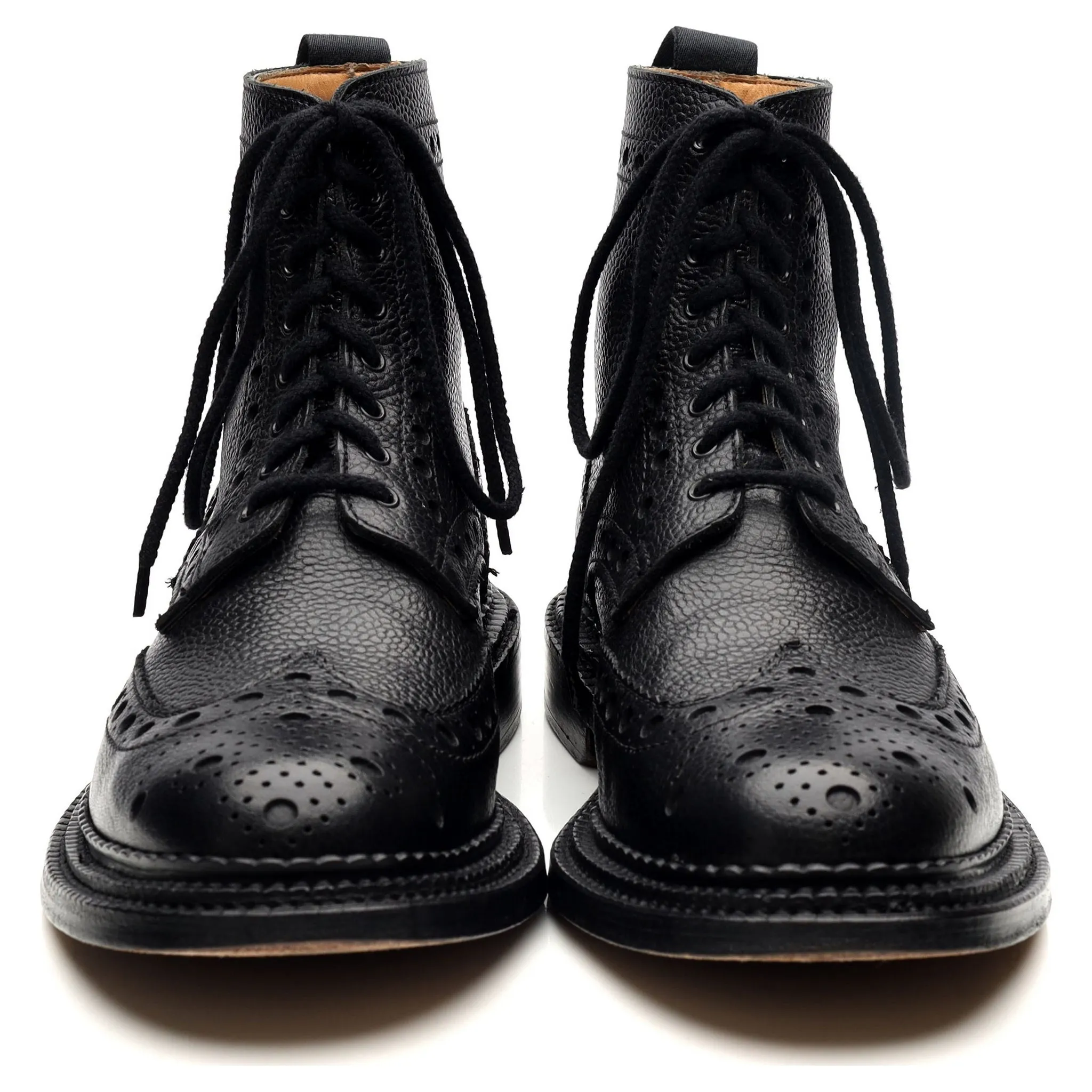 'Fred' Triple Welt Black Leather Brogue Boots UK 7 G