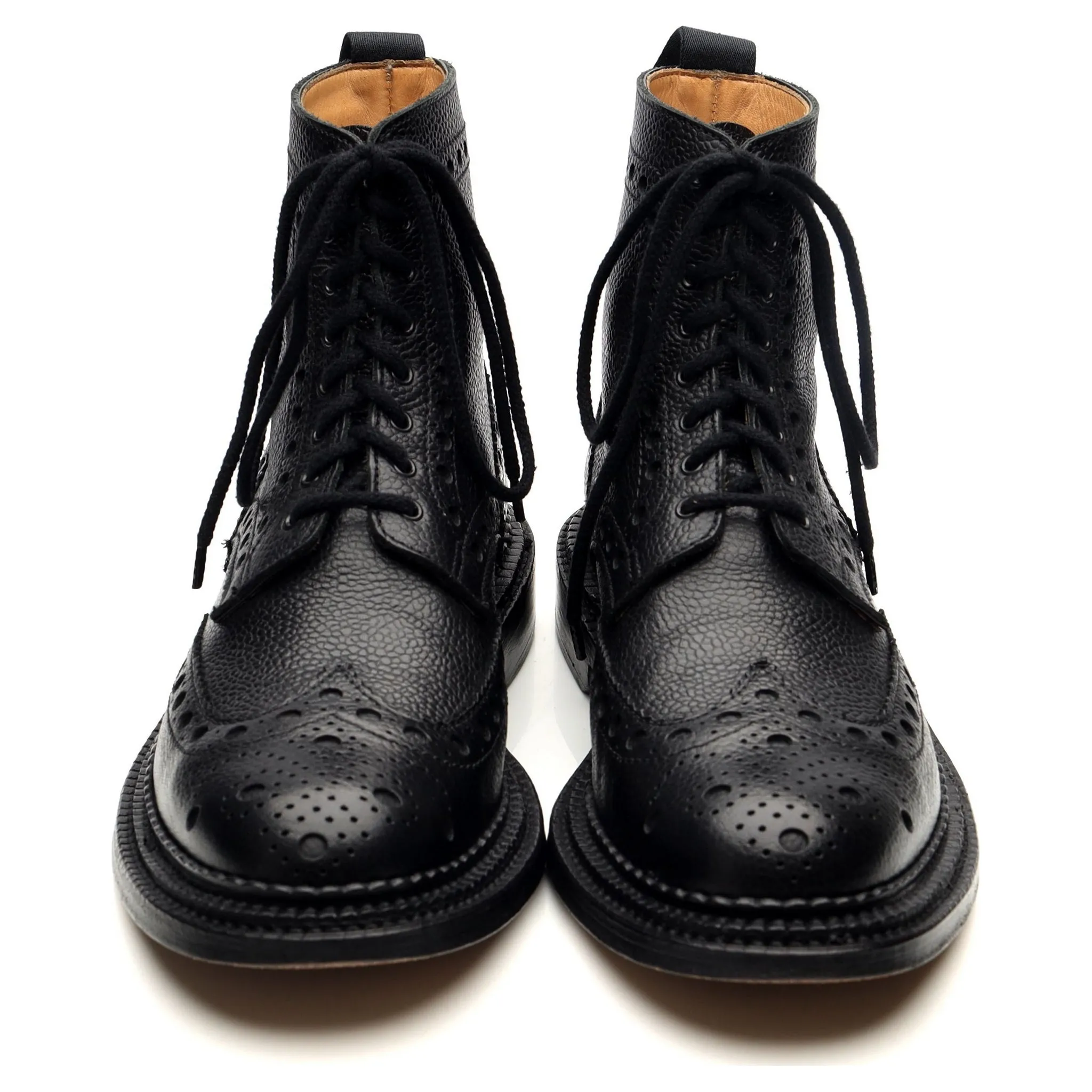 'Fred' Triple Welt Black Leather Brogue Boots UK 7 G