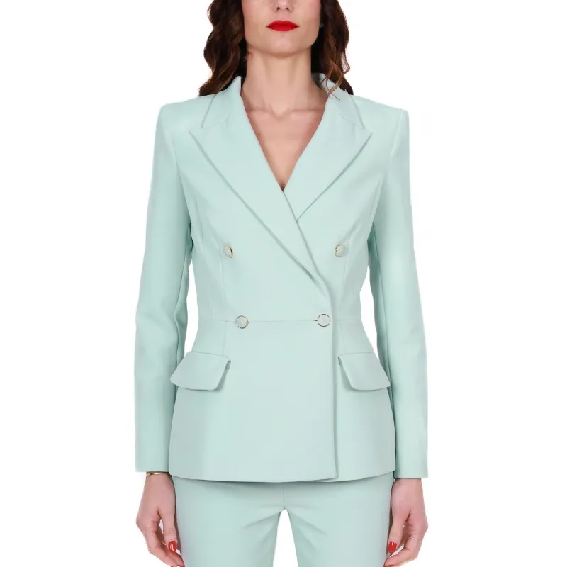 GIACCA BLAZER DOPPIOPETTO IN CRÈPE, VERDE