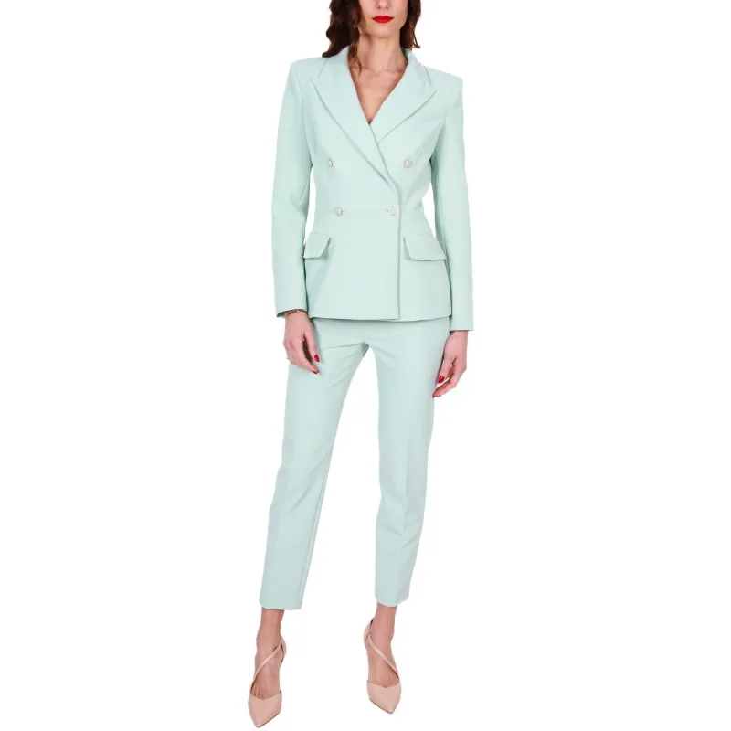 GIACCA BLAZER DOPPIOPETTO IN CRÈPE, VERDE