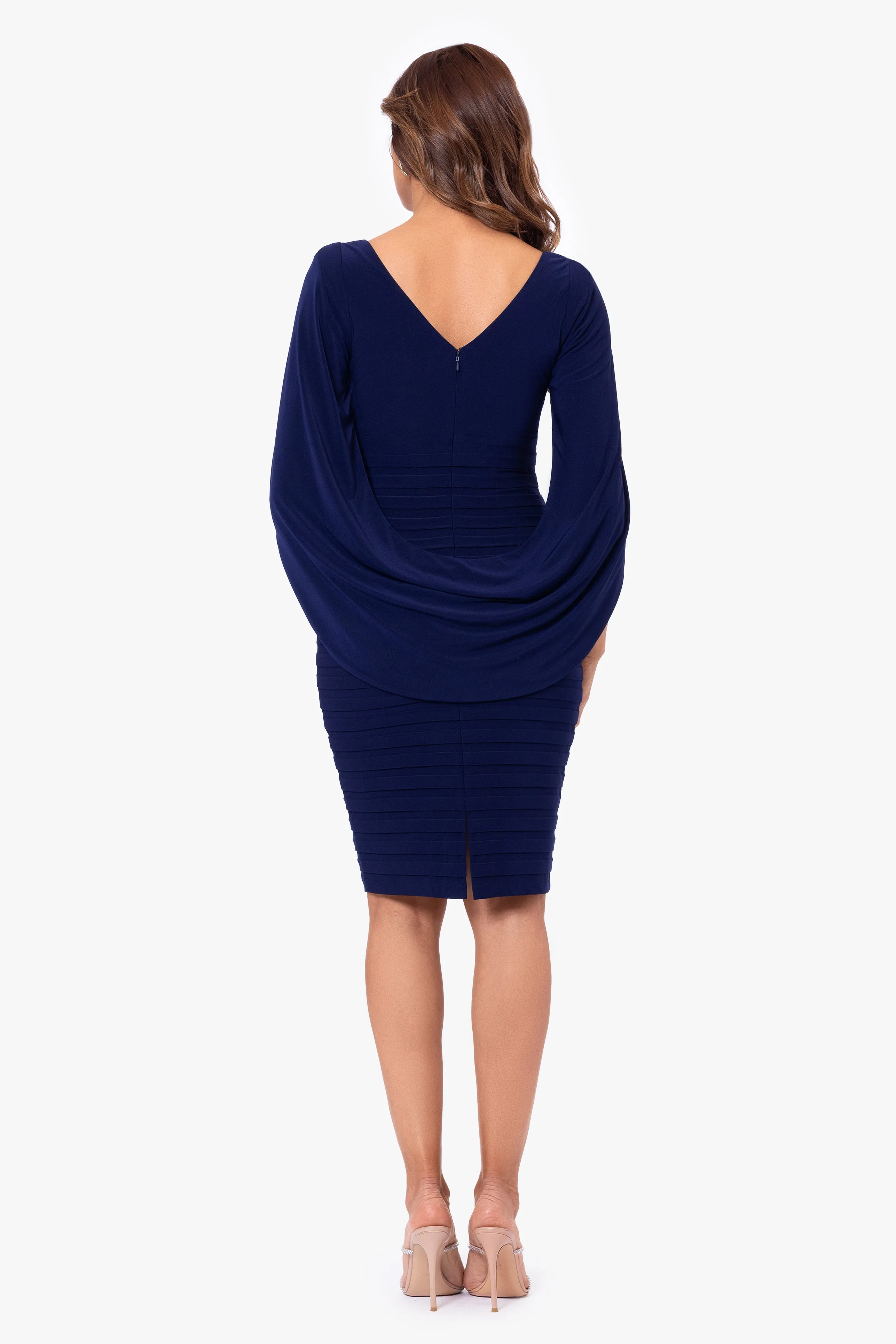 Giovanna Short Jersey Knit Banded Skirt Cape Back Dress