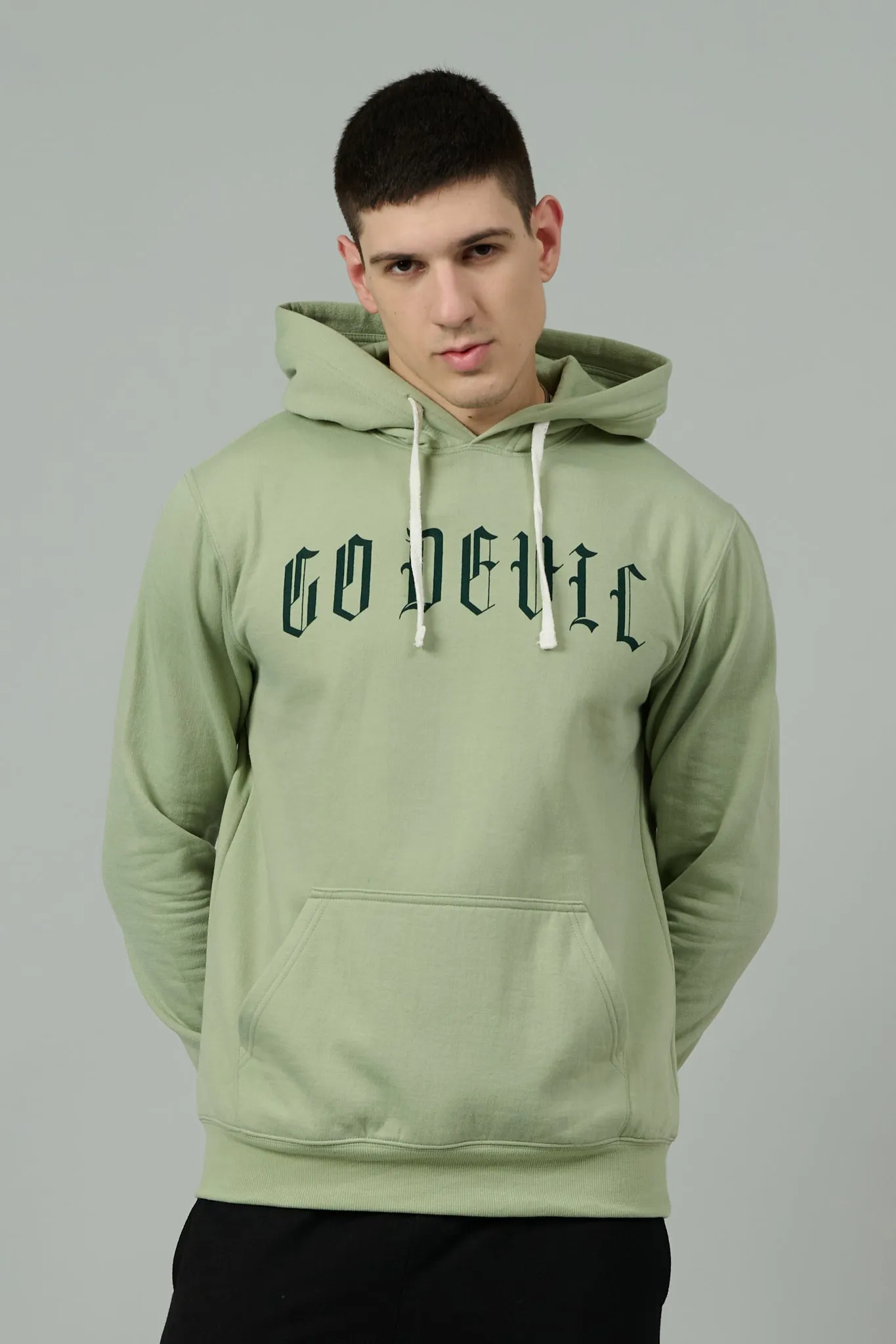 Go Devil Back Dice Printed Green  Hoodie for Men