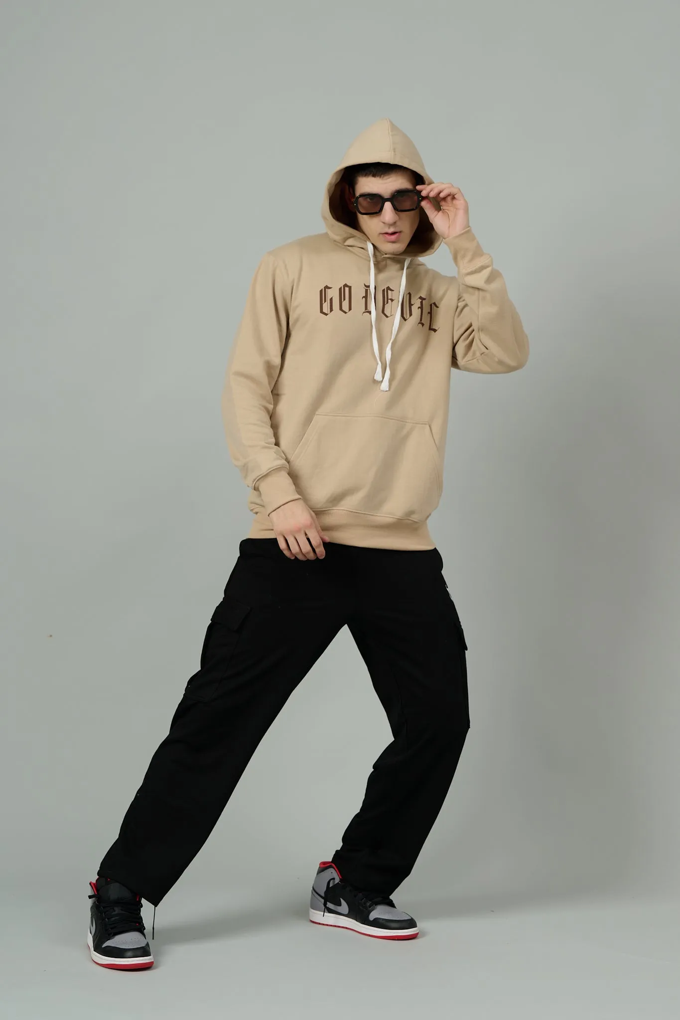 Go Devil Printed Ivory Hoodie for Men