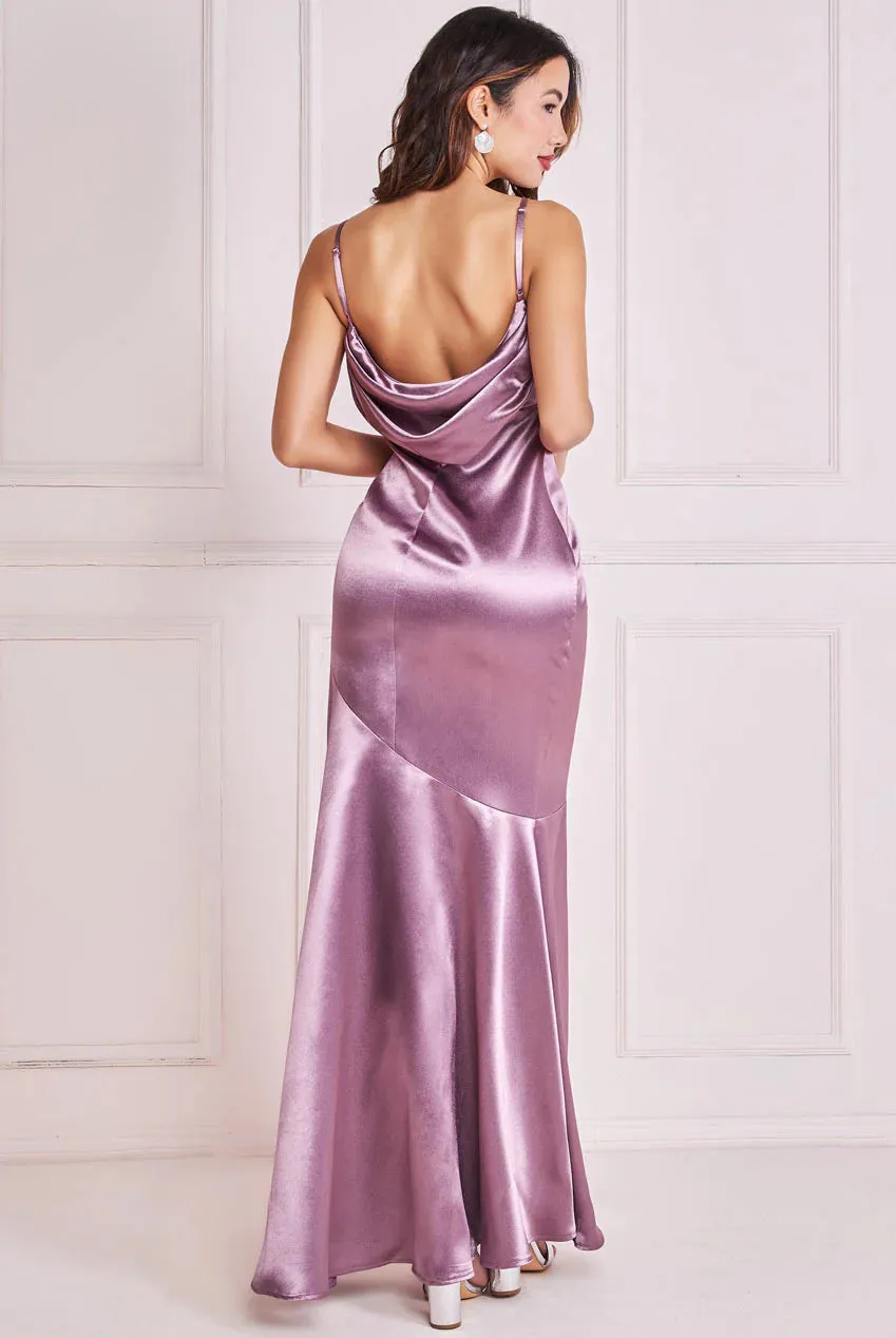 Goddiva Cowl Back Satin Maxi Dress