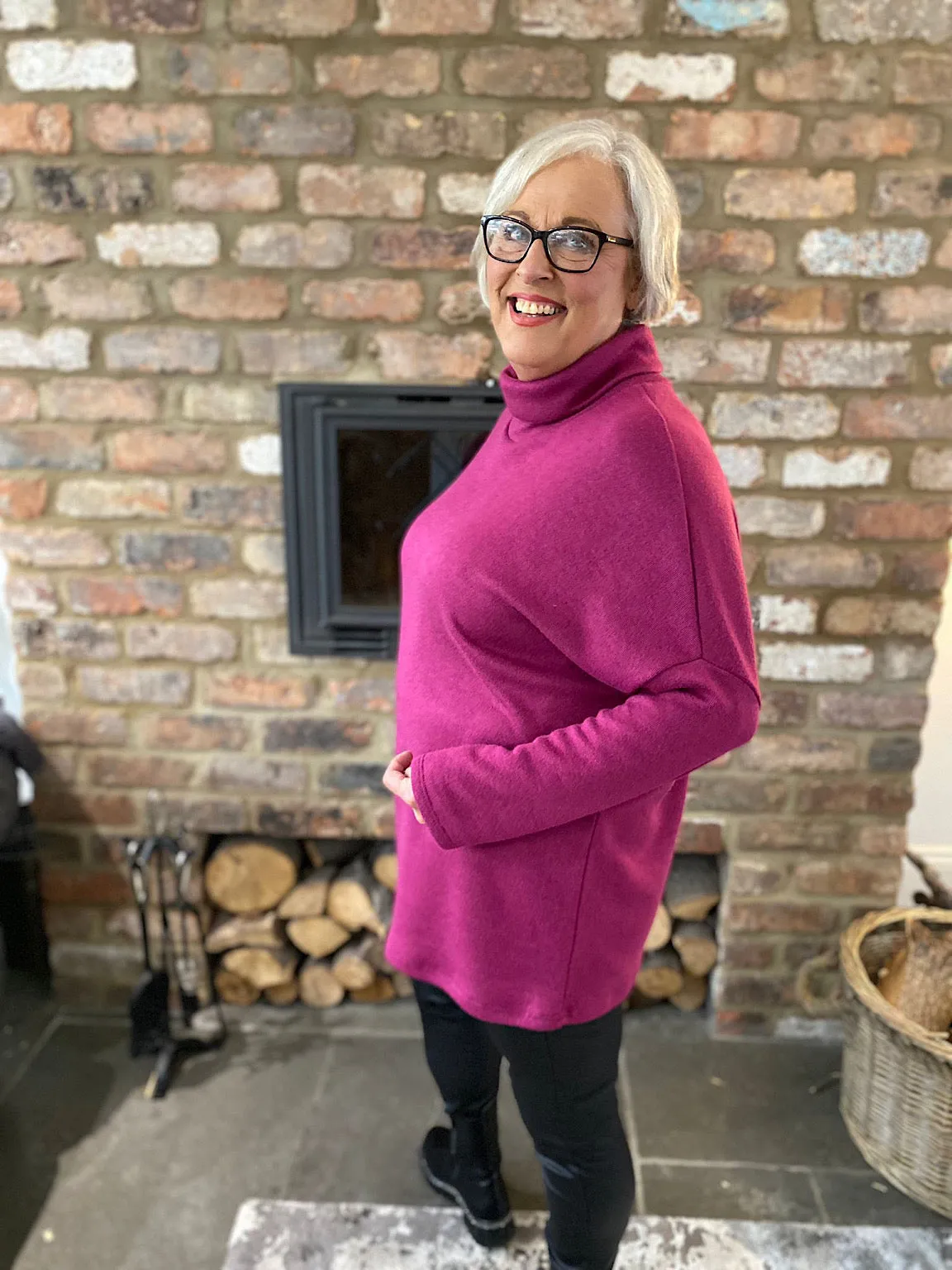 Grape Cowl Neck Knit Polly