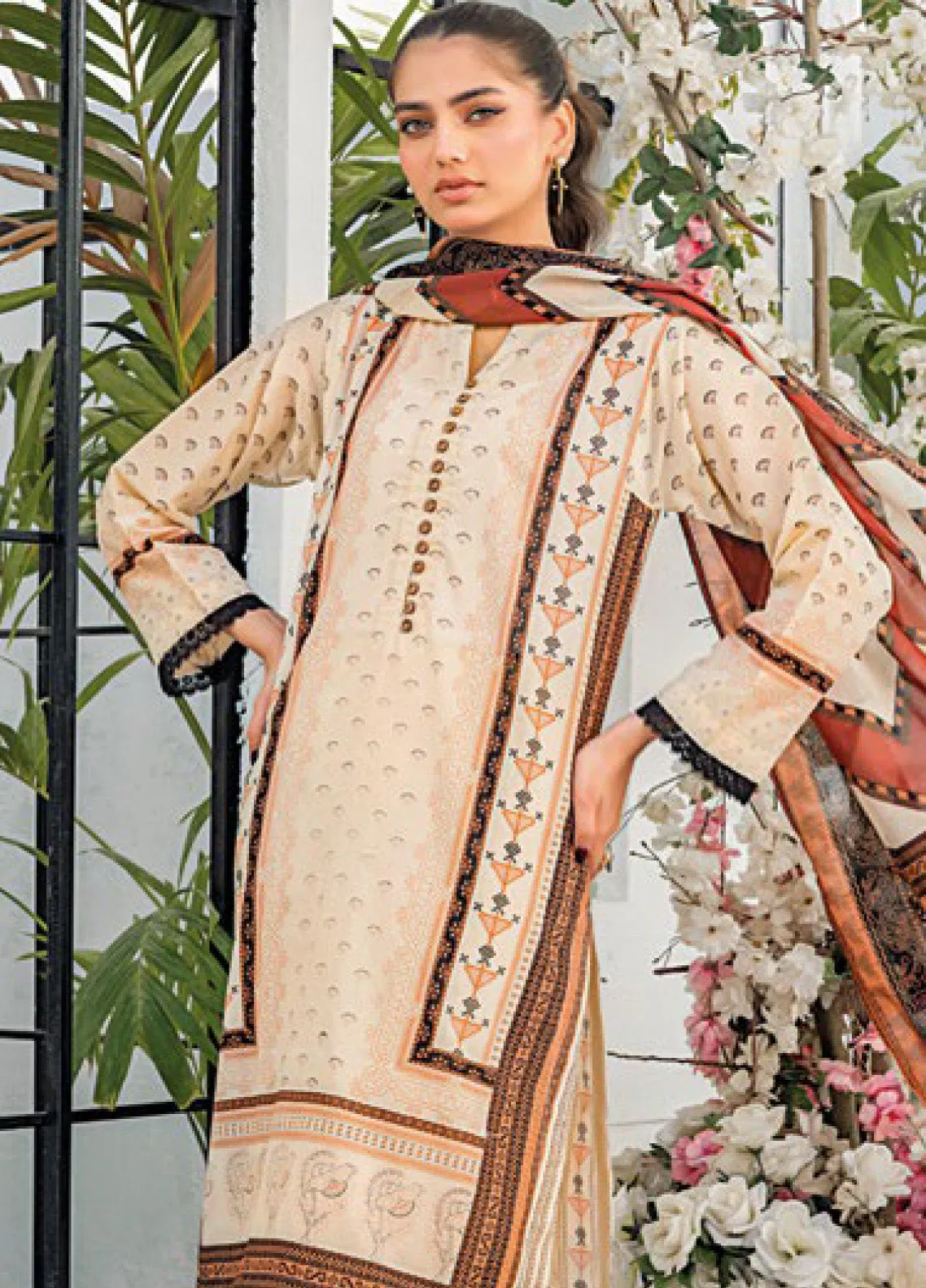 Gul Ahmed Printed Lawn Unstitched 3 Piece Suit - GA24EL CL-42204 B