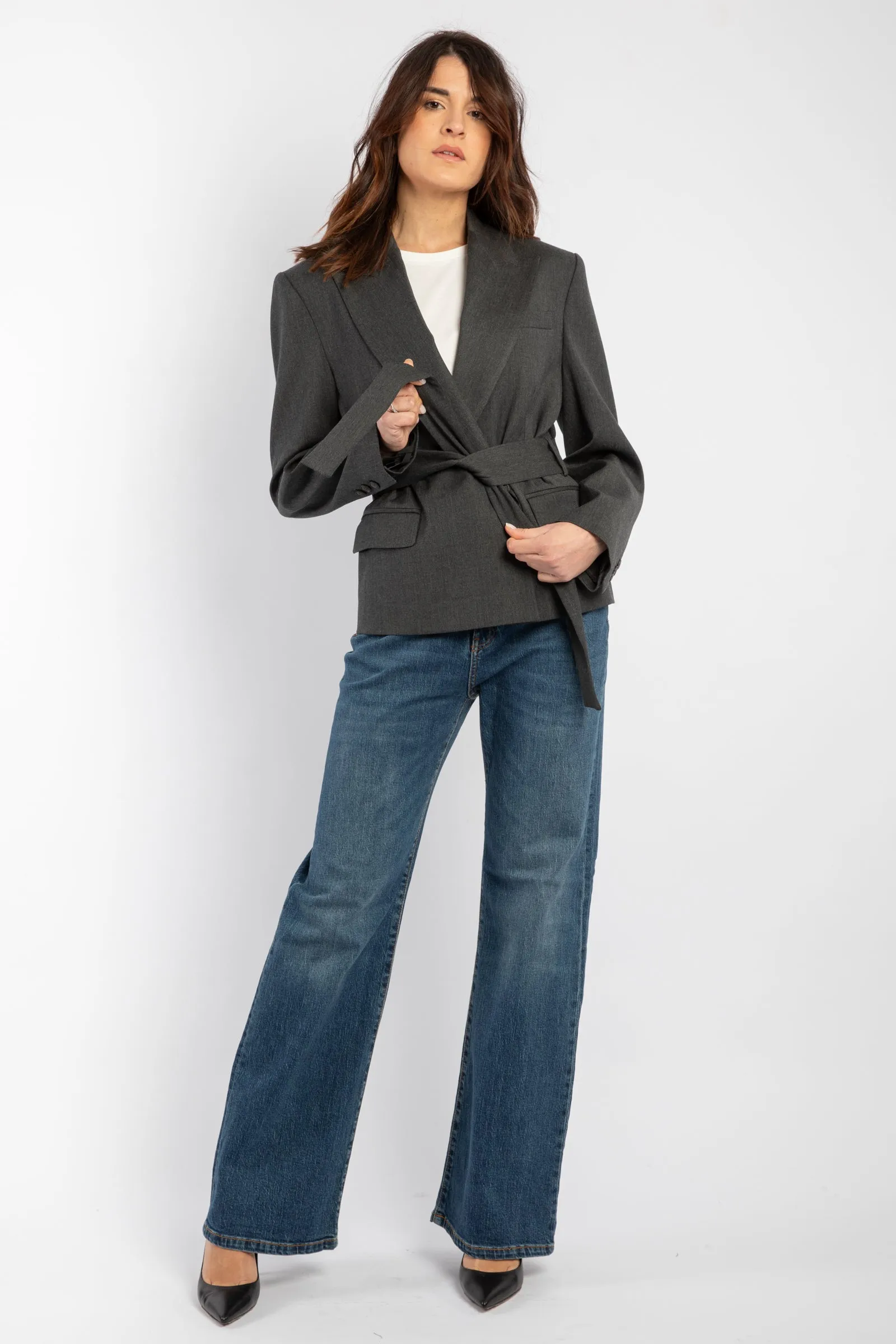 Happy Feet blazer flanella con cintura