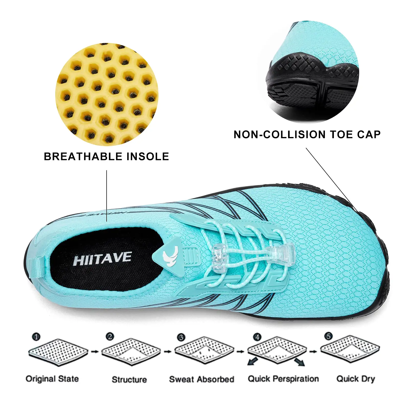 Hiitave Womens Water Shoes Quick Dry Barefoot for Swim Diving Surf Aqua Sports Pool Beach Walking Yoga